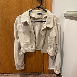 Beige Corduroy Cropped Jacket